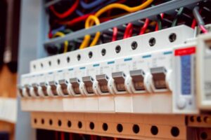 close-up of electrical breakers
